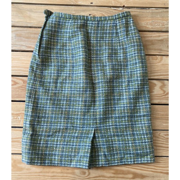 Vtg PENDLETON Plaid High Waisted Wool Pencil Skirt - Picture 2 of 5